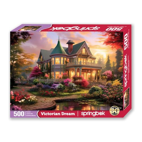 Springbok Victorian Dream 500 Piece Jigsaw Puzzle for Adults Dreamy Victorian House at Sunset Unique Cut Pieces Made in USA - Image 5