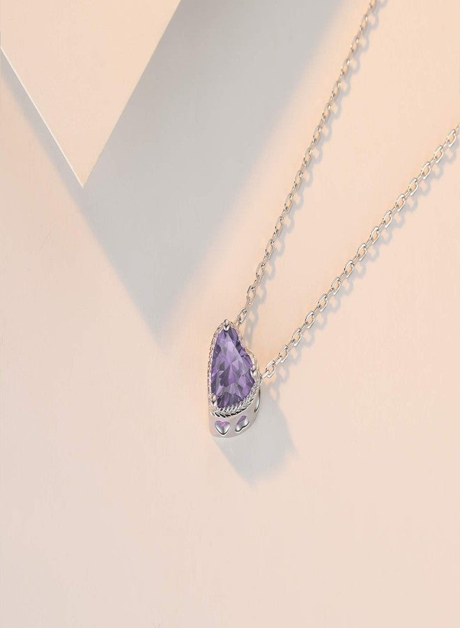 Qings Birthstone Heart Necklaces, 925 Sterling Silver June Birthstone Cubic Zirconia Necklace, Adjustable Chain Gift Box, 12 Months Jewellery Valentines Gift For Her Wife Birthday Wedding - Image 4
