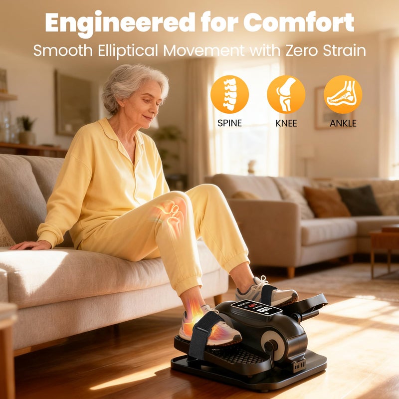 Yagud Under Desk Elliptical Machine, Elliptical Leg Exerciser as Seen on TV for Senior with Remote Control, Portable Quiet Electric Seated Pedal and 12 Adjustable Speed, Black - Image 3