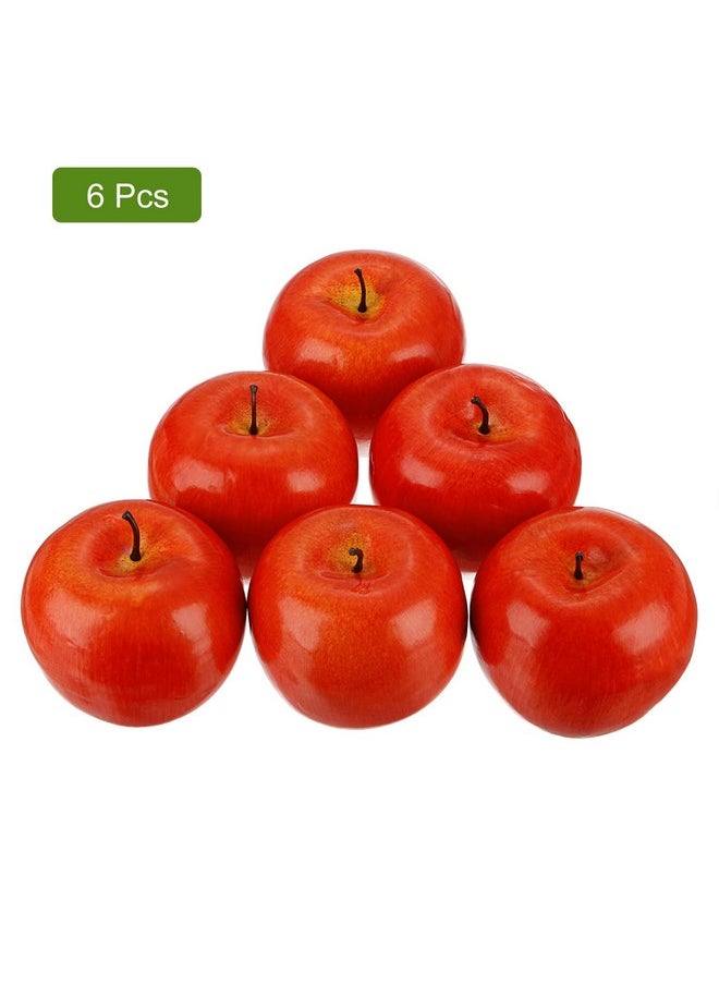 uxcell uxcell 6Pcs Artificial Apples Faux Apples Bulk, Fake Apples Lifelike Simulation Fruit for Home Kitchen Party Christmas Photography Decoration, Red  - Image 3