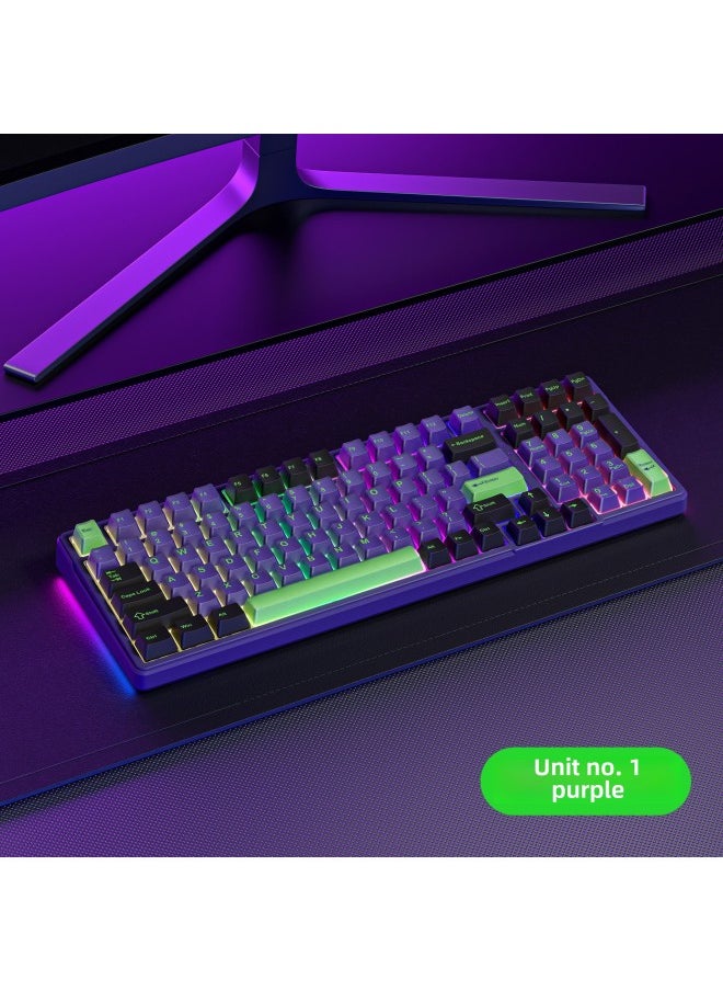 Generic K99 Pro Mechanical Keyboard Gaming E-sports Wireless 2.4G Bluetooth Three-mode Semi-transparent Keycap RGB Customized Keyboard-Color:99 Keys/first Number Purple/semi-transparent Keycap [three-mode Wired + Wireless 2.4g + Bluetooth] Rgb/latinum Switch  - Image 1