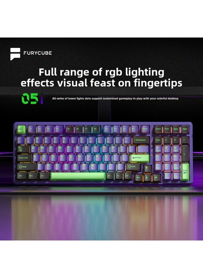 Generic K99 Pro Mechanical Keyboard Gaming E-sports Wireless 2.4G Bluetooth Three-mode Semi-transparent Keycap RGB Customized Keyboard-Color:99 Keys/first Number Purple/semi-transparent Keycap [three-mode Wired + Wireless 2.4g + Bluetooth] Rgb/latinum Switch  - Image 5