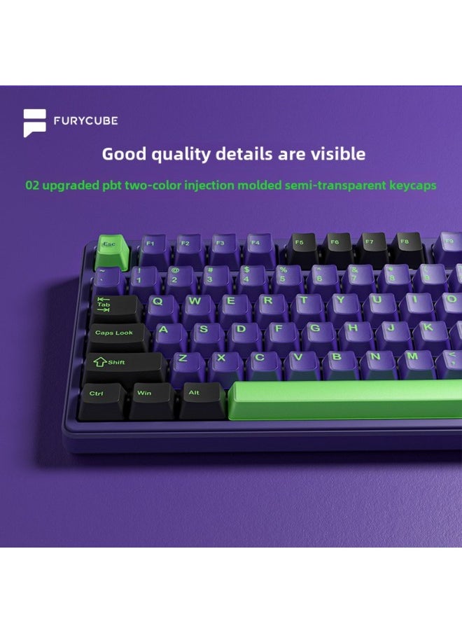 Generic K99 Pro Mechanical Keyboard Gaming E-sports Wireless 2.4G Bluetooth Three-mode Semi-transparent Keycap RGB Customized Keyboard-Color:99 Keys/first Number Purple/semi-transparent Keycap [three-mode Wired + Wireless 2.4g + Bluetooth] Rgb/latinum Switch  - Image 3