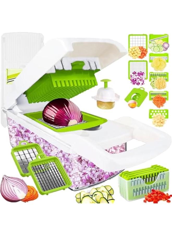 Pro Series 16 in 1 Vegetable Chopper and Mandoline Slicer with Container Multi Functional Food Cutter and Spiralizer for Salad Preparation Home Kitchen Essential - Image 1