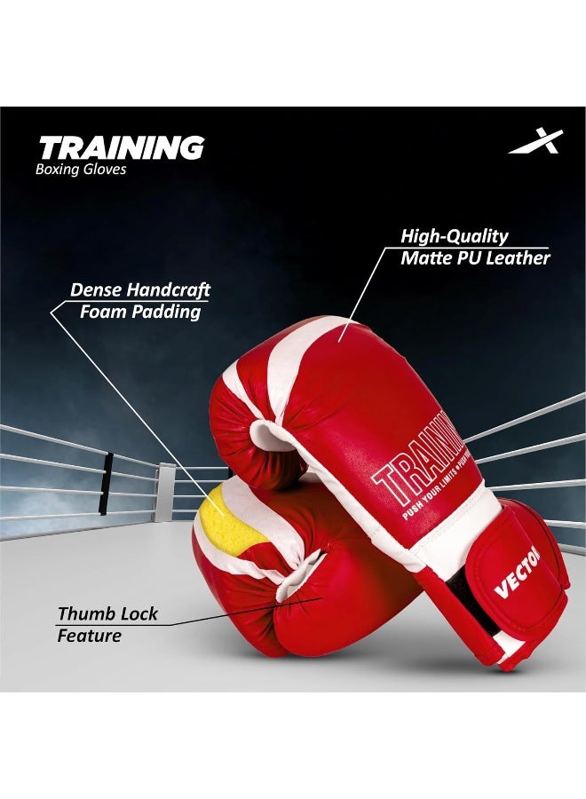 Vector X Training Boxing Gloves – Durable PU Gloves for Fitness, Sparring, Punching Practice, Home Gym & Professional Training, Size 10 OZ, Red - Image 2