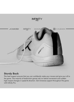 HUNDRED Men Infinity Pro Badminton Shoes (Non Marking) | Also Perfect For Squash, Table Tennis, Volleyball, Basketball & Indoor Sports | Lightweight & Durable | X-Cushion (White/Black, 9Uk)  - Image 4