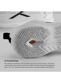 HUNDRED Men Infinity Pro Badminton Shoes (Non Marking) | Also Perfect For Squash, Table Tennis, Volleyball, Basketball & Indoor Sports | Lightweight & Durable | X-Cushion (White/Black, 9Uk)  - Image 3