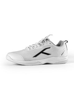 HUNDRED Men Infinity Pro Badminton Shoes (Non Marking) | Also Perfect For Squash, Table Tennis, Volleyball, Basketball & Indoor Sports | Lightweight & Durable | X-Cushion (White/Black, 9Uk)  - Image 1