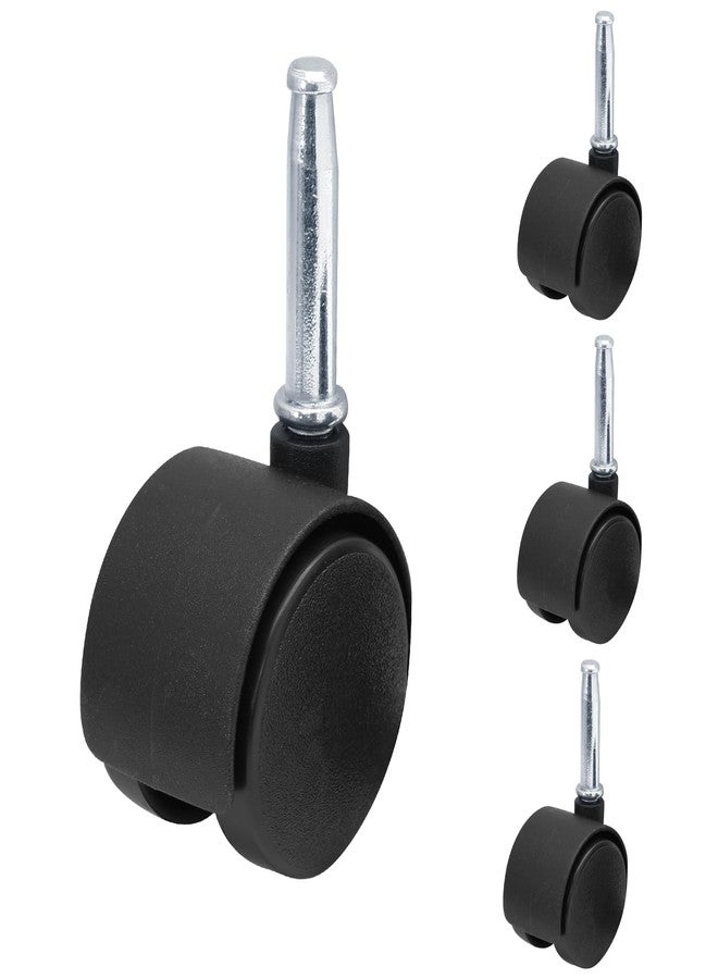 suiwotin 4pcs 1.5 Inch Swivel Caster Wheels, M8 Grip Neck Stem Caster Wheels, Heavy Duty Casters, Black Nylon Wheel Replacement for Furniture, Table, Cabinet, Shelf - Image 1