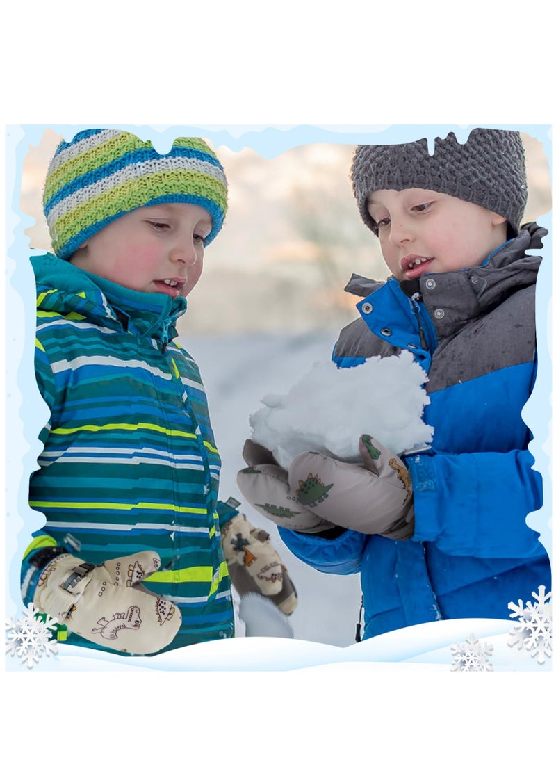 Excefore - Kids Ski Gloves, Toddle Thermal Snow Waterproof Gloves, Dinosaur Pattern With Plush Lining Winter Ski Mittens for Toddlers Boys Kids Baby Outdoor Skiing Snowboarding, M Size - Image 1