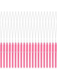 Chuangdi 20 Pieces Hair Extension Loop Needle Threader Pulling Hook Needle Bead Device Tool For Hair Or Feather Extensions Supplies Diy Hook Tool Loop Tools (Pink)  - Image 1