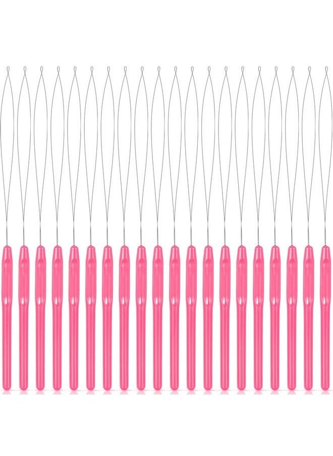 Chuangdi - 20 Pieces Hair Extension Loop Needle Threader Pulling Hook Needle Bead Device Tool For Hair Or Feather Extensions Supplies Diy Hook Tool Loop Tools (Pink) - Image 1