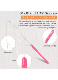 Chuangdi 20 Pieces Hair Extension Loop Needle Threader Pulling Hook Needle Bead Device Tool For Hair Or Feather Extensions Supplies Diy Hook Tool Loop Tools (Pink)  - Image 3