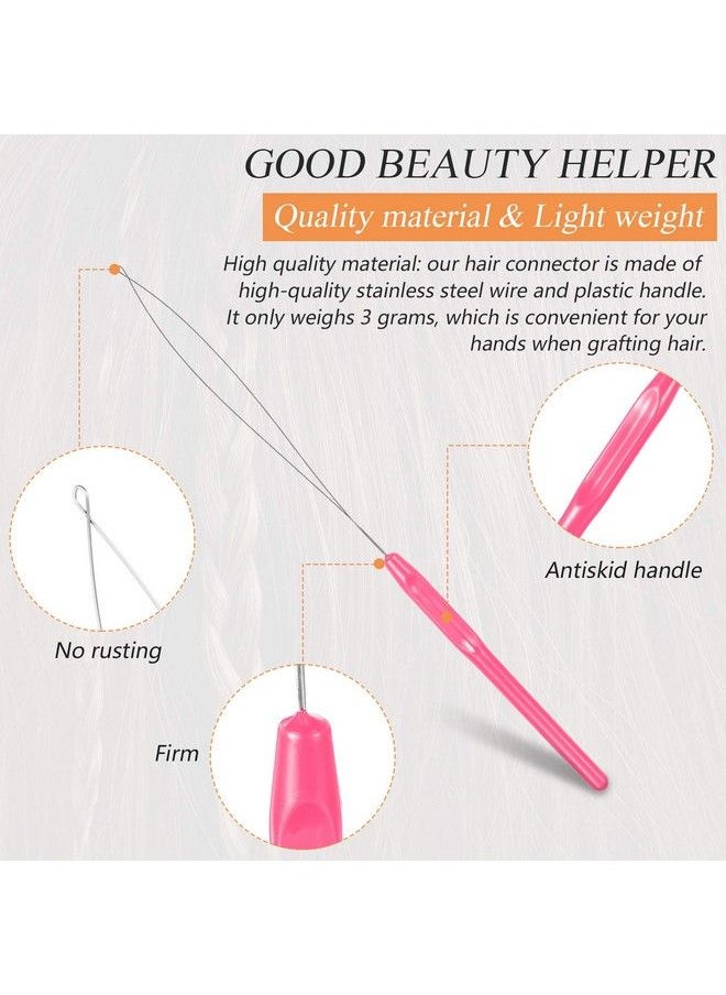 Chuangdi - 20 Pieces Hair Extension Loop Needle Threader Pulling Hook Needle Bead Device Tool For Hair Or Feather Extensions Supplies Diy Hook Tool Loop Tools (Pink) - Image 1