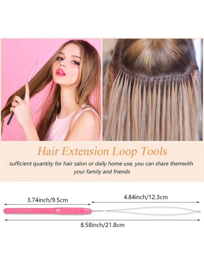 Chuangdi - 20 Pieces Hair Extension Loop Needle Threader Pulling Hook Needle Bead Device Tool For Hair Or Feather Extensions Supplies Diy Hook Tool Loop Tools (Pink) - Image 1