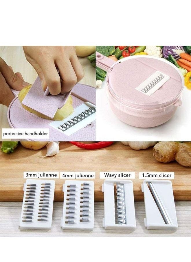 Cady One - 12 in 1 Vegetable Spiralizer Cutter Functions Easy to Use Wheat Slicer With Hand Guard Food Storage - Image 1