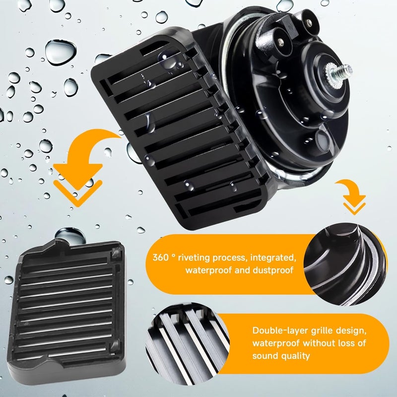 FARBIN Car Horn Application to Audi Volkswagen, 12V Waterproof Auto Horn Loud High/Low Tone Electric Snail Horns with Protective Grill (black horn with plug for Audi) - Image 5