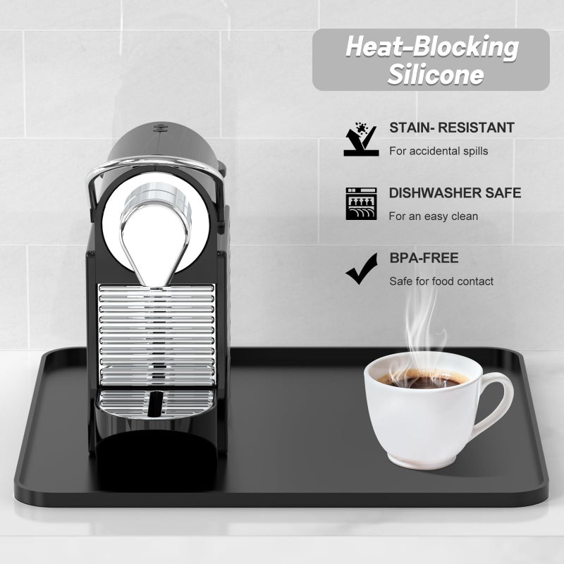 Garolue Silicone Coffee Mat,16"Ã—16" Waterproof Heat Resistant Bar Mat for Espresso Machine Station Accessories,Non Slip Dish Drying Mat for Kitchen Counter,Home Decor Essentials,Black - Image 5