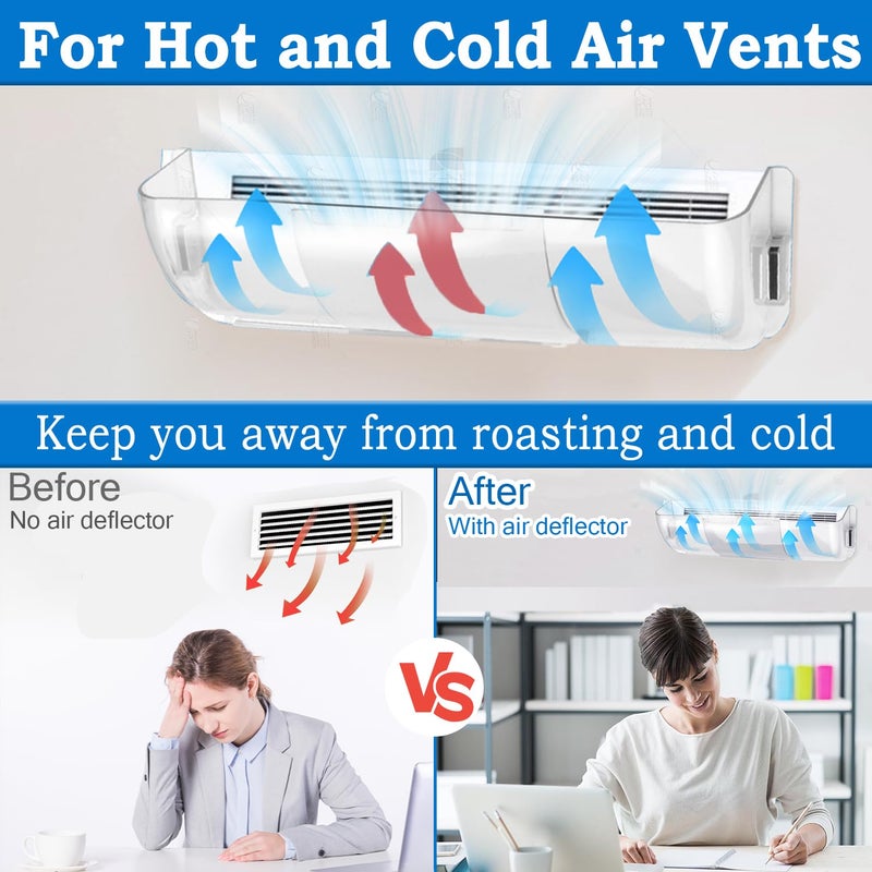 Binazon Heating & Air Vent Deflector for Vents, Sidewall, Ceiling, Floor Registers - Adjust Between 9"-14", Magnetic Vent Covers for Air Conditioning, Heat, AC, Floor, Under Furniture (2 Pack Clear) - Image 4