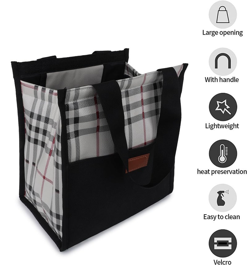 MARINE PEARL MARINE PEARL Lunch Bag 2022 Insulated Tiffin Organizer with Pocket for Tissues & Pickel for Women Men Adults Office Work Picnic Hiking | Black Stripe (BLACK CHECK) - Image 5