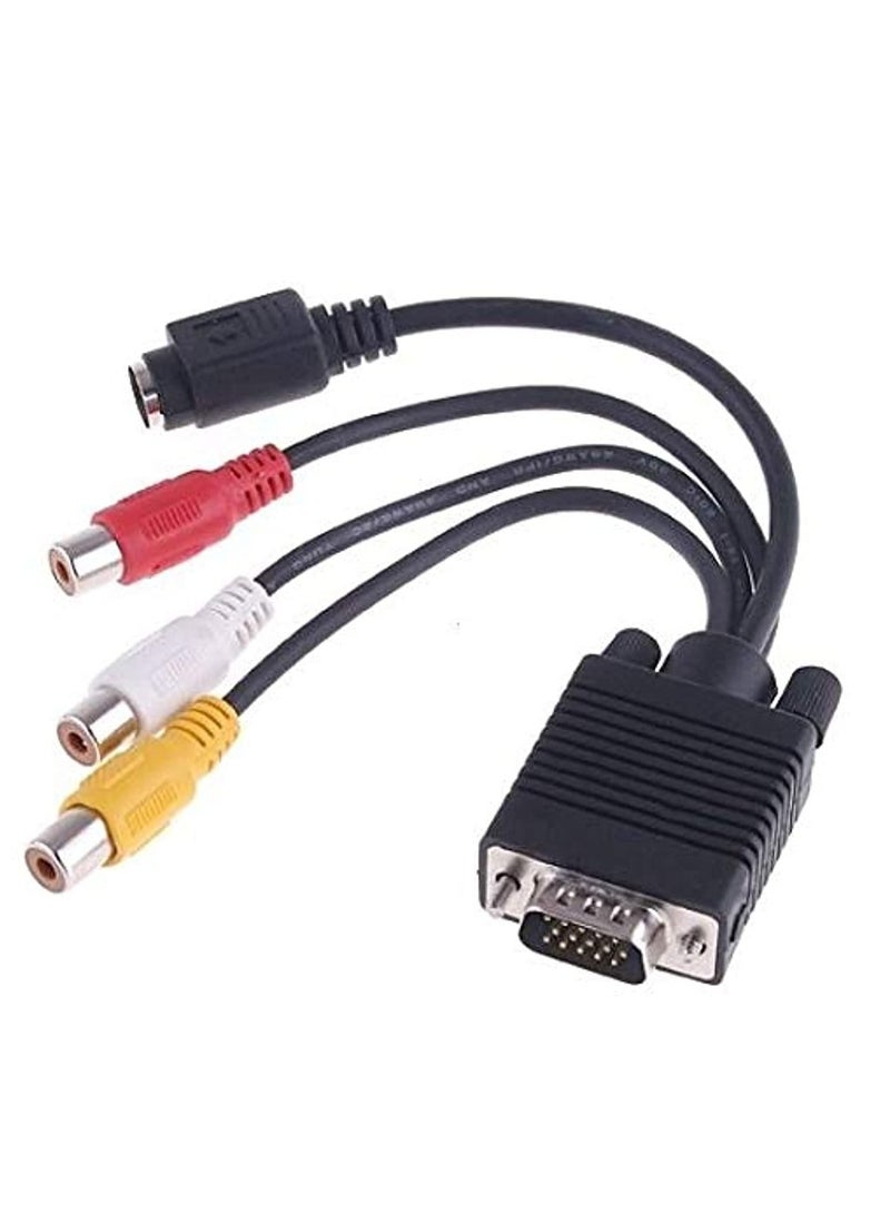 PC VGA to S-Video AV RCA TV Out Converter Adapter Cable (C614) - Image 1