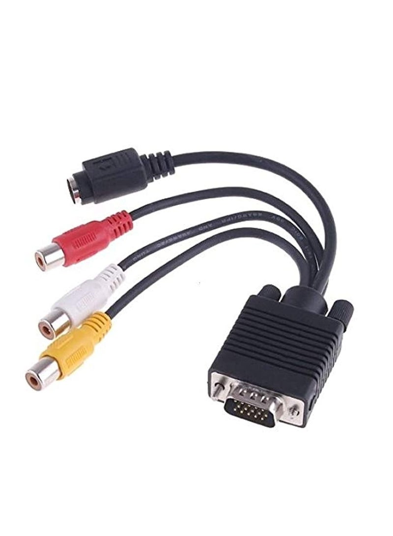 PC VGA to S-Video AV RCA TV Out Converter Adapter Cable (C614) - Image 2