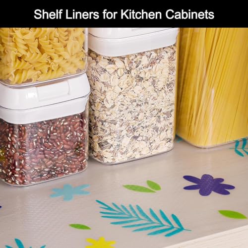 REWOP Fridge Mats, Kitchen Mat EVA Food Grade Multipurpose Washable Anti Slip Mat/Sheet for Fridge, Shelf Liners for Kitchen Shelves, Table, Drawer mat (300 * 45 cm) (Yellow+Green Flower) - Image 4