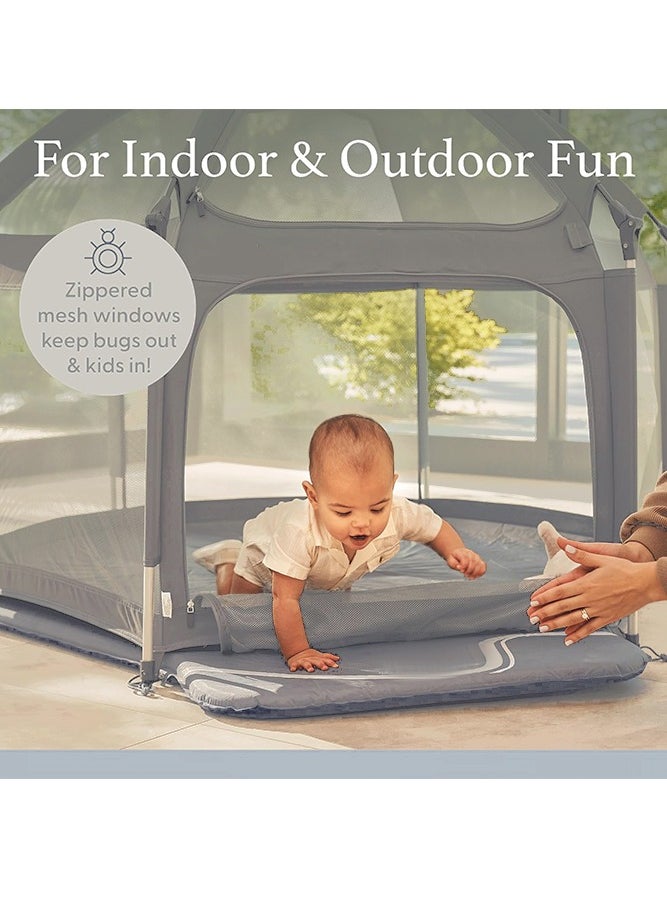 Bebiland 110cm×148xm Baby Playpen with Canopy, Portable Baby Beach Tent, Toddler Play Yard Indoor and Outdoor, Foldable Mosquito Net for Infant, Grey  - Image 5