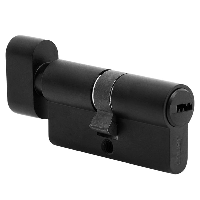 Jeriup 60mm 251025 Oil Rubbed Bronze Black Color Euro Profile Cylinder with 5 Keys dimple Single Open Copper Lock Cylinder AntiRust Corrosion Resistant AntiTheft