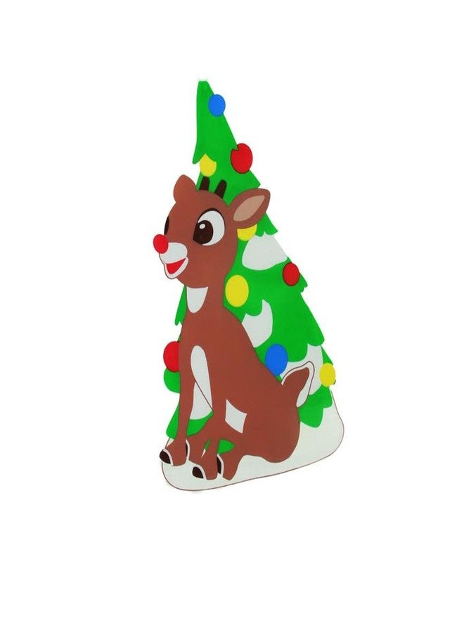 Product Works Rudolph The Red-Nosed Reindeer Jelz Christmas Window Cling, 8", Brown