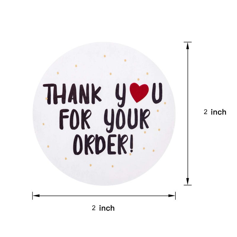 Seilvda Thank You for Your Order Stickers, 2 inch, 500 Count, White with Red Heart Design, Self-Adhesive Labels for Packages - Image 2