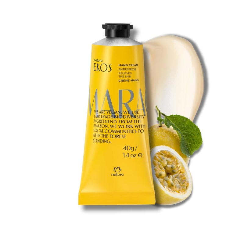 Natura - Ekos Passion Fruit Hand Cream - Calming Balm - Fast Absorption - 24-Hour Deep Hydration Skin Moisturizer - Vegan Skin Care - Brazilian Beauty Secrets - Self Care & Body Care - 1.41oz (40g) - Image 1