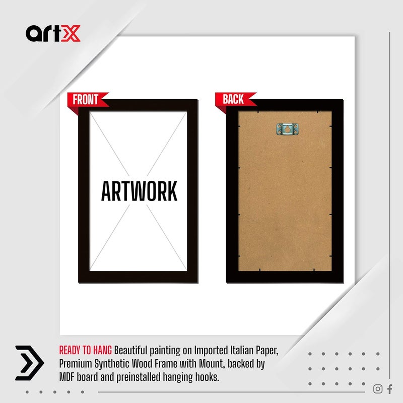 Nariele Paper Yoga Pose Asanas Wall Frame Art Painting Framed Paintings Multicolor Abstract 255 X 13 Inches Combined 85 X 13 each Set of 3 - Image 5