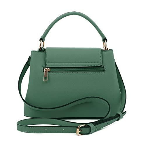 EVVE Women's Small Satchel Bag Classic Top Handle Purses Fashion Crossbody Handbags with Shoulder Strap | KELLY GREEN - Image 3