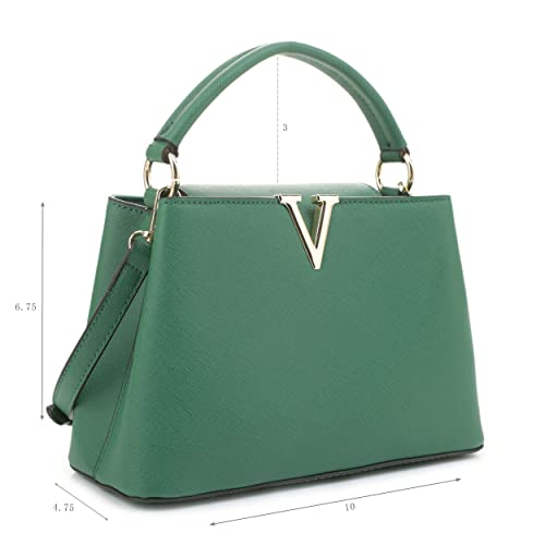 EVVE Women's Small Satchel Bag Classic Top Handle Purses Fashion Crossbody Handbags with Shoulder Strap | KELLY GREEN - Image 2