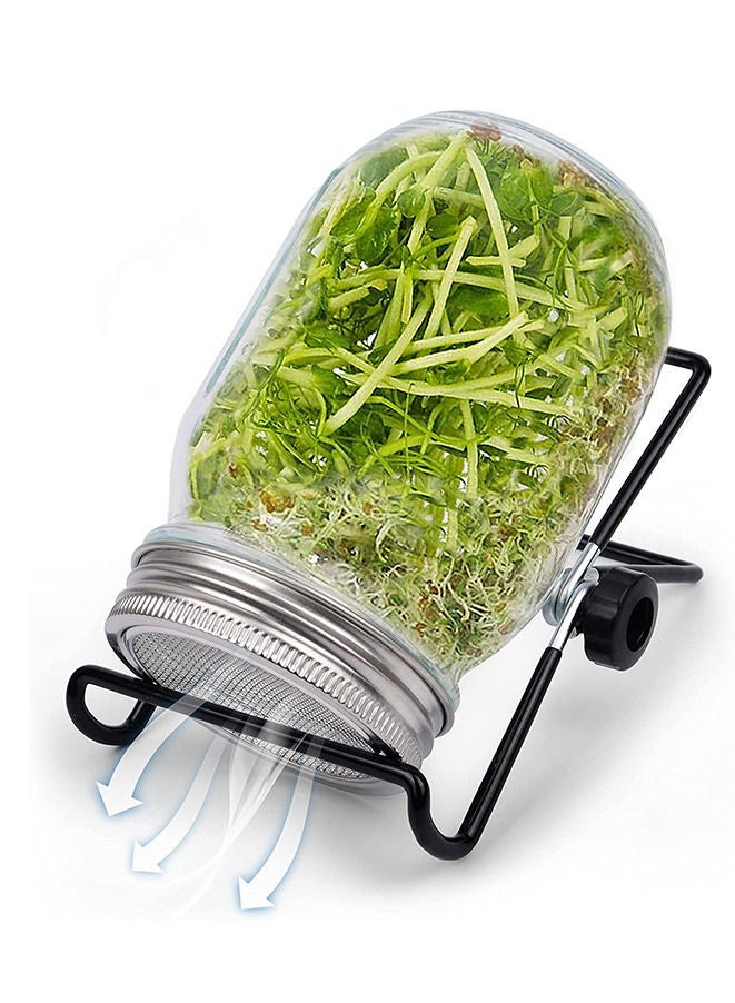 Sprouting Jar with Screen Lid 316 Stainless Steel Wide Mouth Quart Mason Jar Kit - Image 1