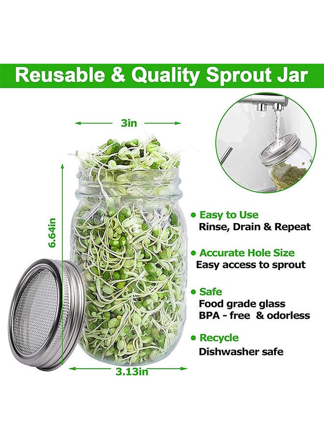 Sprouting Jar with Screen Lid 316 Stainless Steel Wide Mouth Quart Mason Jar Kit - Image 5