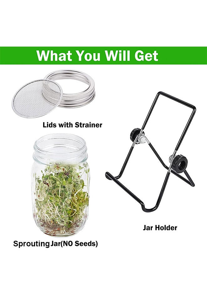 Sprouting Jar with Screen Lid 316 Stainless Steel Wide Mouth Quart Mason Jar Kit - Image 2