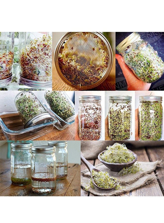 Sprouting Jar with Screen Lid 316 Stainless Steel Wide Mouth Quart Mason Jar Kit - Image 3