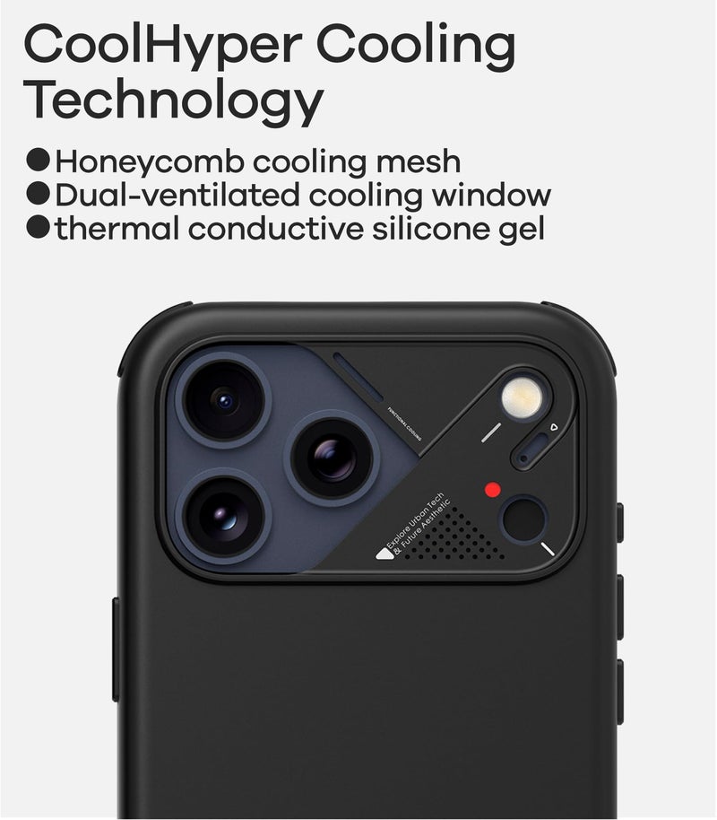 Aulumu A17 Vegan Leather CoolHyper iPhone 17 Pro Case | Camera Control | with Cooling Fins | Luxury Comfort | Compatible with MagSafe | Complete Wrap-Around - Black - Image 5