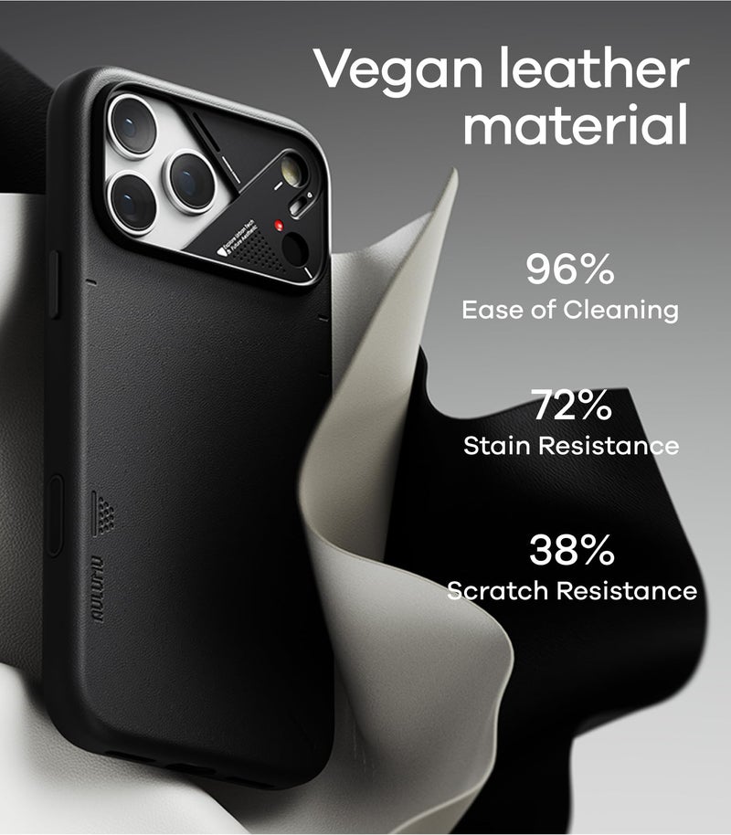 Aulumu A17 Vegan Leather CoolHyper iPhone 17 Pro Case | Camera Control | with Cooling Fins | Luxury Comfort | Compatible with MagSafe | Complete Wrap-Around - Black - Image 3
