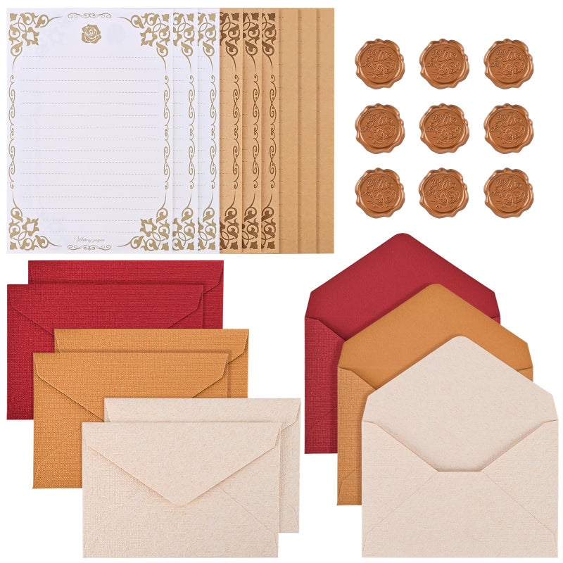 BAYTORY 27Pcs Stationery Paper and Envelopes Set, A6 Vintage Envelopes, Love Letter Papers Letter Writing Kit, Letter Writing Stationery for Invitation (Multicolor & Letter Papers) - Image 2