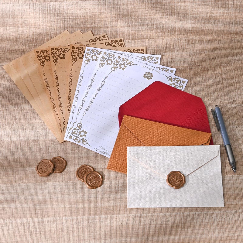 BAYTORY 27Pcs Stationery Paper and Envelopes Set, A6 Vintage Envelopes, Love Letter Papers Letter Writing Kit, Letter Writing Stationery for Invitation (Multicolor & Letter Papers) - Image 1