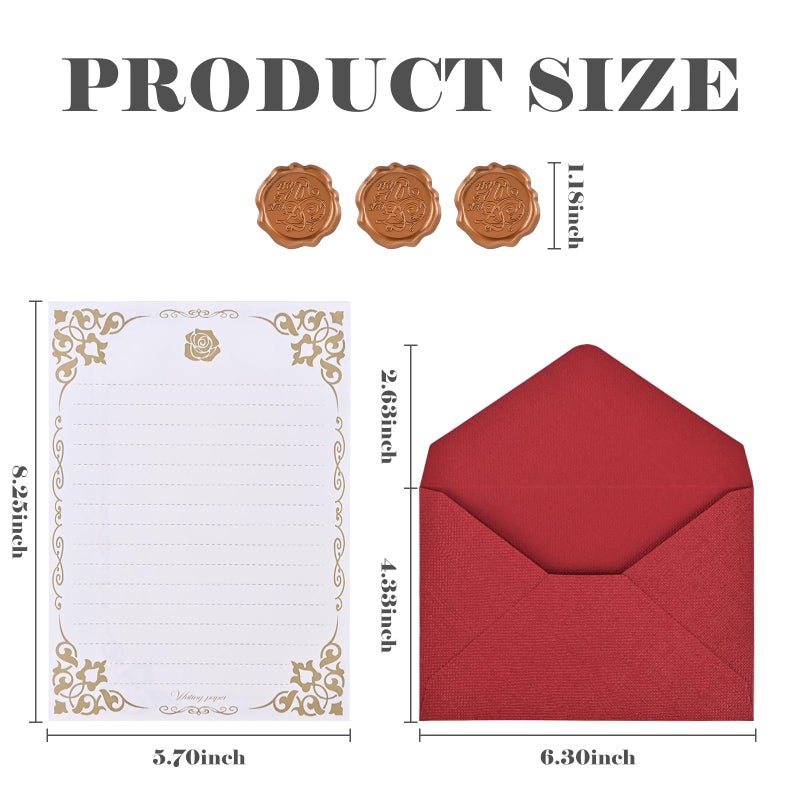 BAYTORY 27Pcs Stationery Paper and Envelopes Set, A6 Vintage Envelopes, Love Letter Papers Letter Writing Kit, Letter Writing Stationery for Invitation (Multicolor & Letter Papers) - Image 3