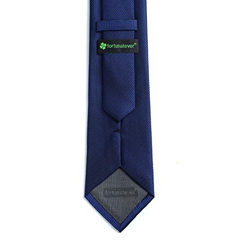 fortunatever Mens Solid Neckties,Navy Blue Ties For Men+Gift Box,58"×3.35" - Image 2