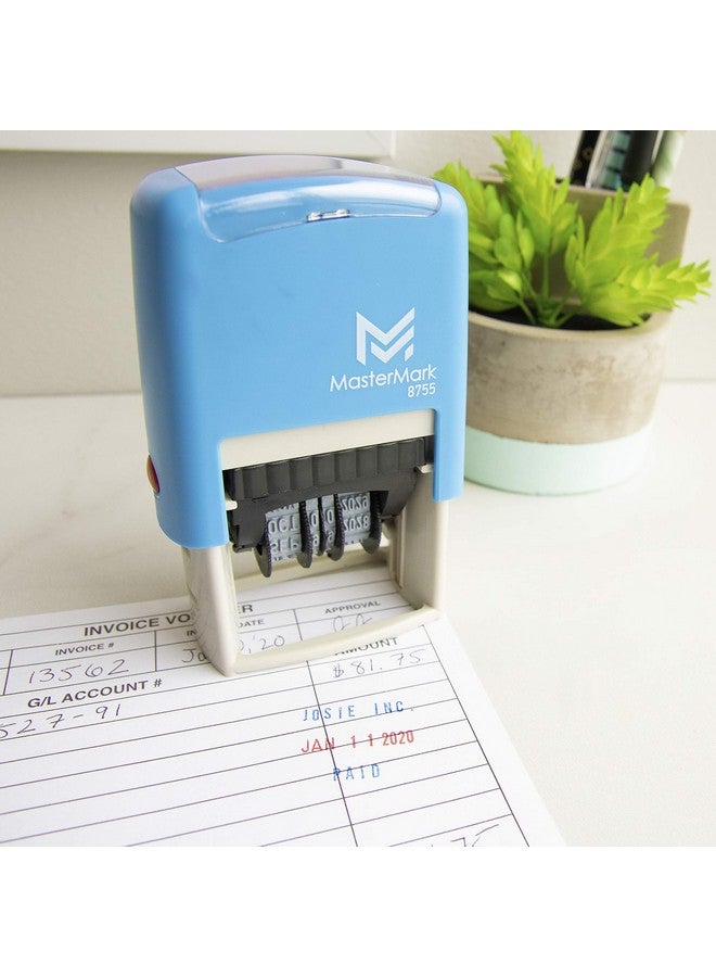 MasterMark Self-Inking Diy Date Stamp Kit - 1-5/8" X 1" Impression - Blue And Red Ink (8755)  - Image 5
