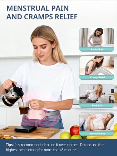 Slimpal Portable Heating Pad for Period Cramps, Electric Cordless Heating Pad for Menstrual Cramps Relief, 3 Timer Auto Off Setting, Wearable Heat Pad Belt Gifts for Her Women Girl Wife, Pink - Image 3