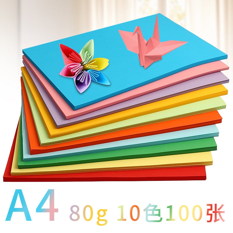 A4 Colorful Printing Paper – 100 Sheets Kids Handmade Origami Paper - Image 1