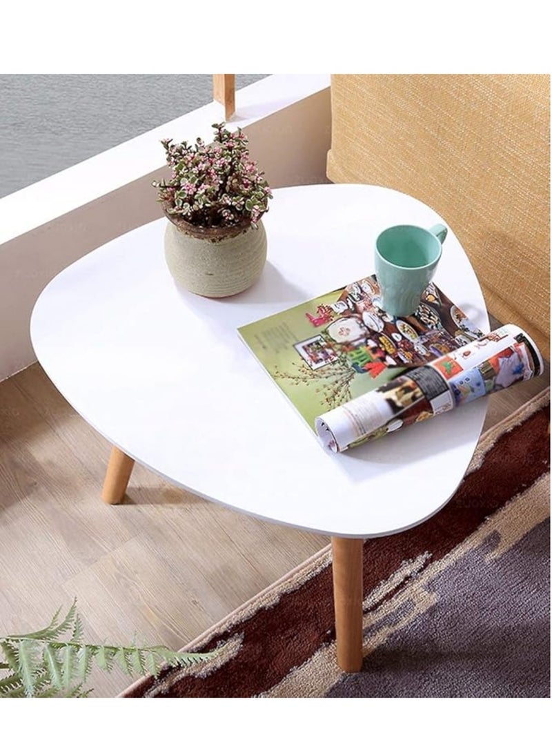 MAAS Wooden Coffee and Tea Table Triangle Structure Easy to Install with Bamboo Legs for Living Room Bedroom Size 50X50X46 CM - Image 1