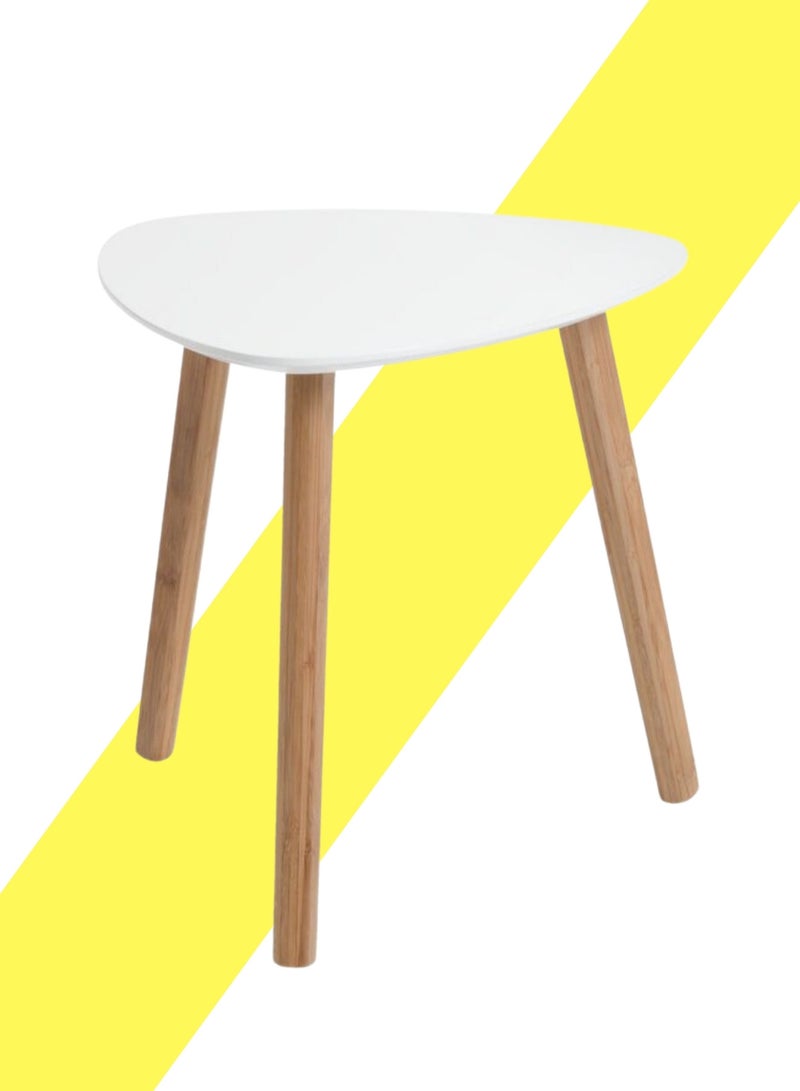 MAAS Wooden Coffee and Tea Table Triangle Structure Easy to Install with Bamboo Legs for Living Room Bedroom Size 50X50X46 CM - Image 2